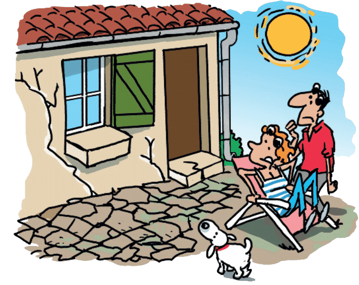 Sécheresse et maison fissurée